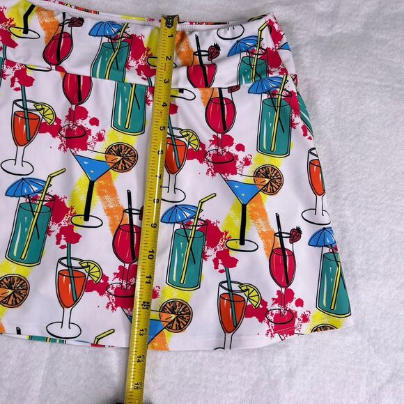 Queen Of The Court Colorful Cocktails Print Tennis Skort Skirt Women's Sz Medium - Picture 11 of 13